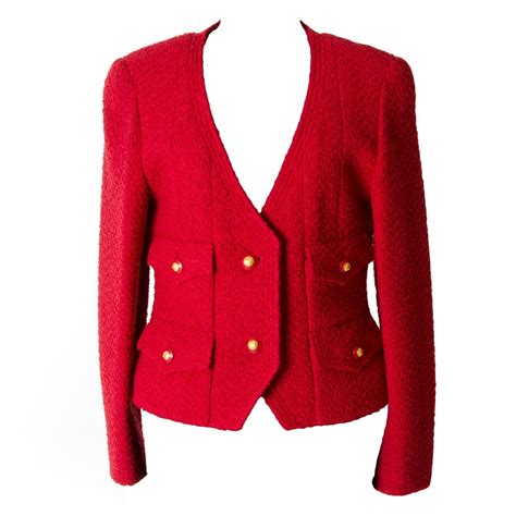 chanel red tweed jacket.